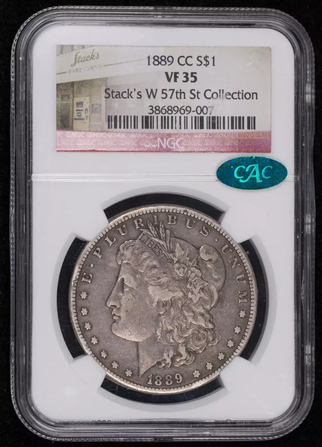 1889 CC Morgan Silver Dollar NGC VF-35 CAC CAC