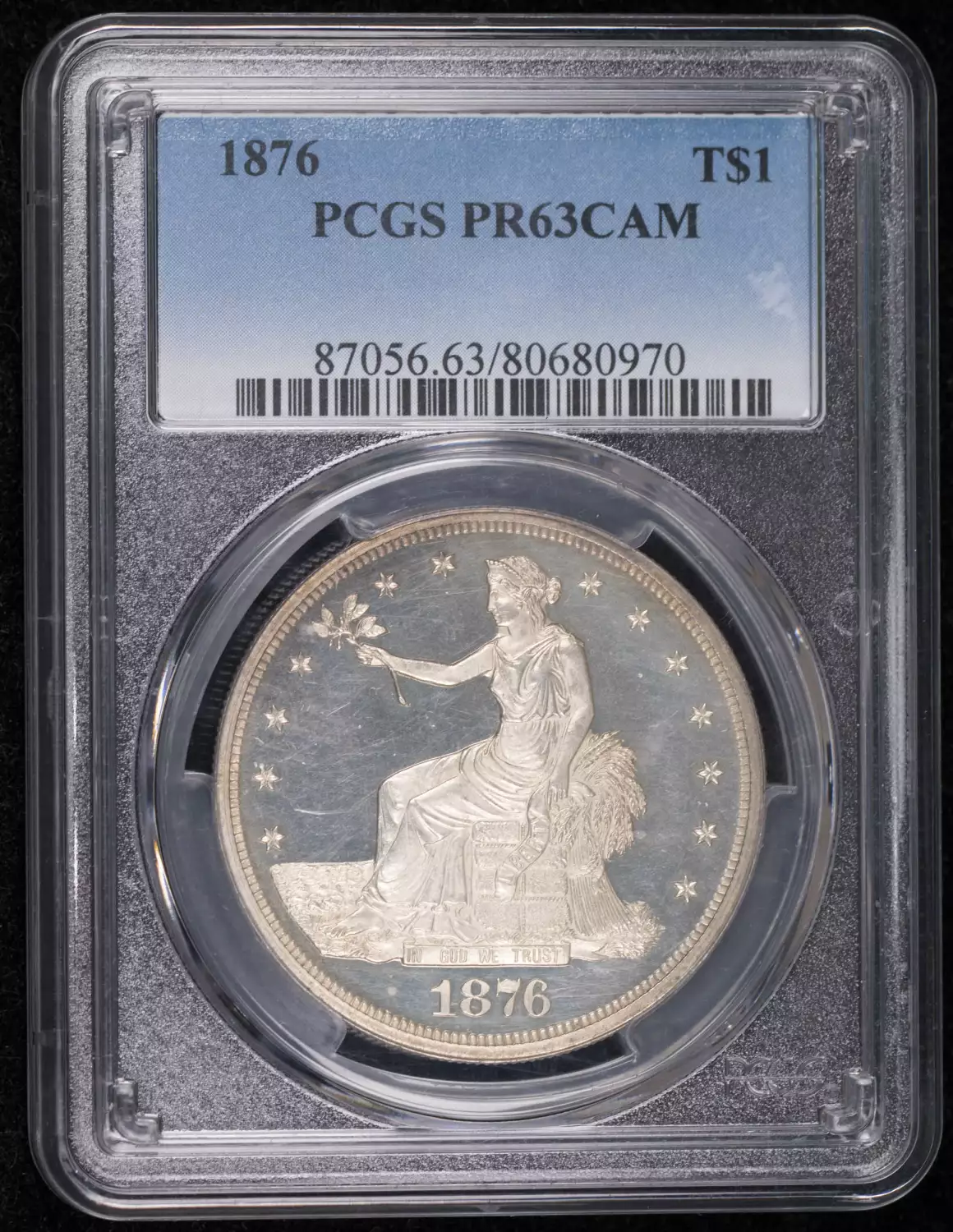 1876 P Silver Dollars Trade Dollars PCGS PR-63 CAMEO Proof