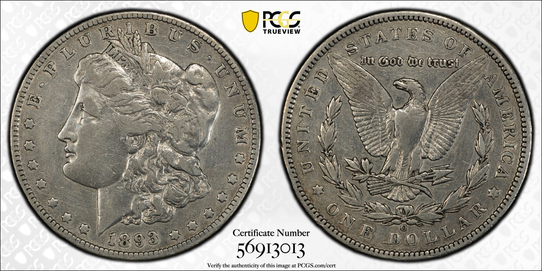 1893 O Morgan Silver Dollar PCGS Genuine - VF Details (92 - Cleaned)
