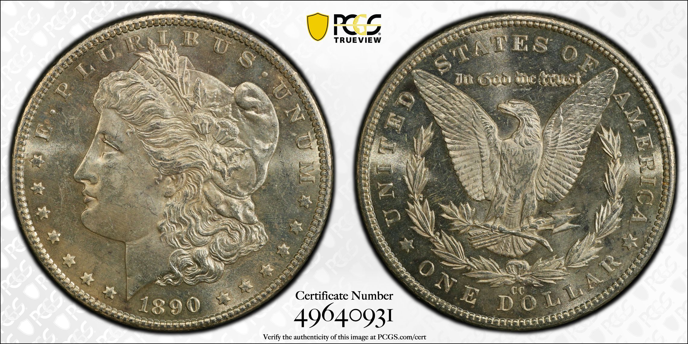 1890 CC Morgan Silver Dollar PCGS MS-62