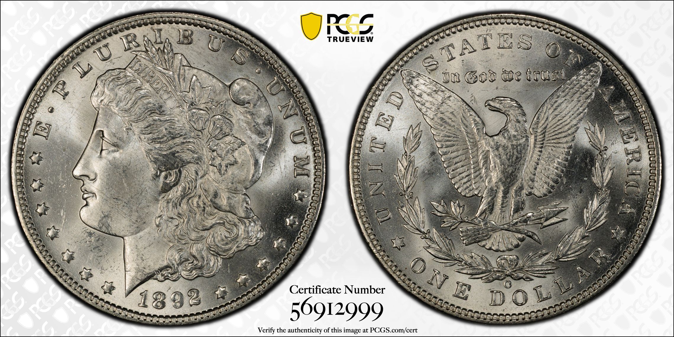 1892 O Morgan Silver Dollar PCGS MS-62