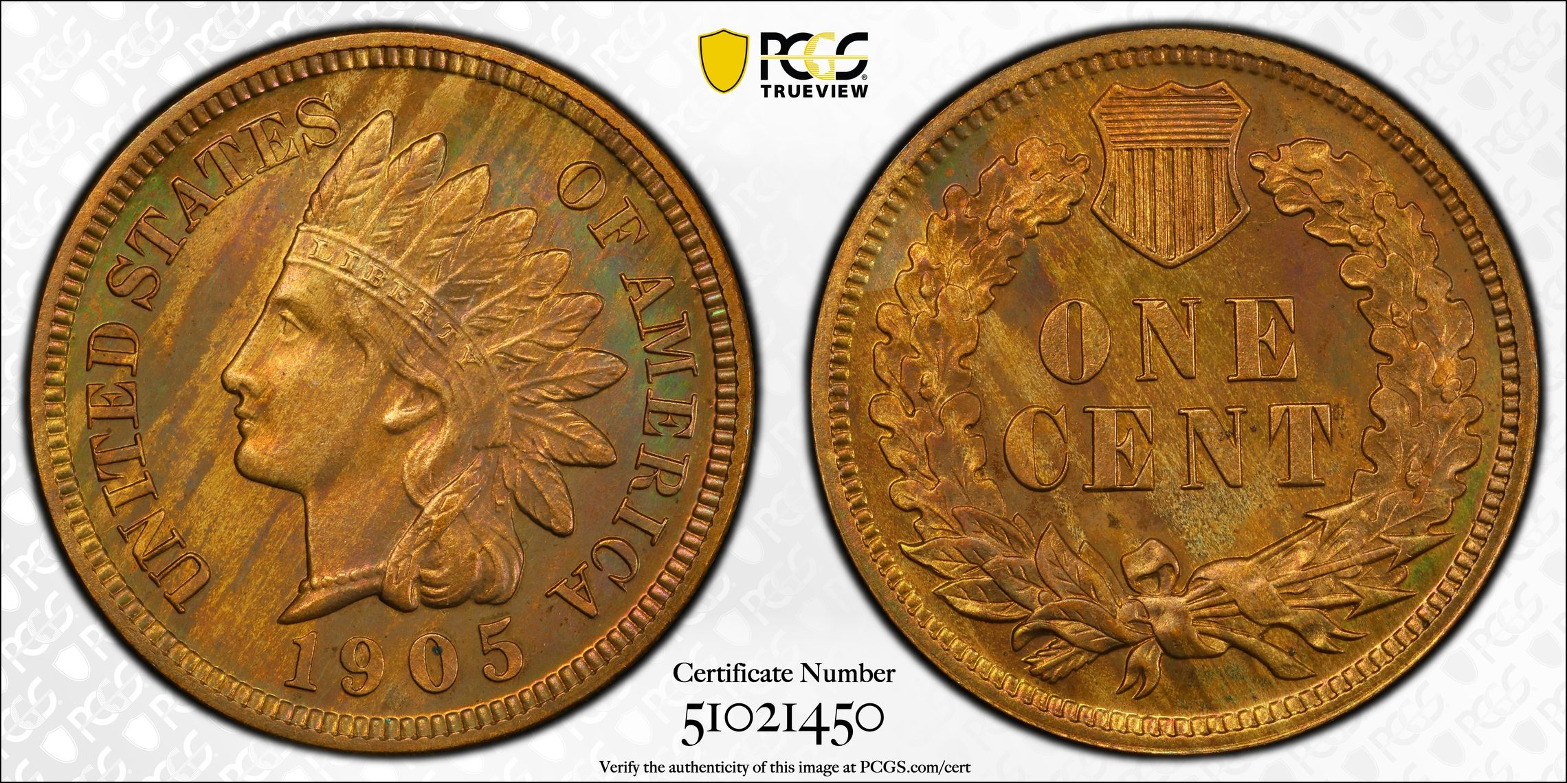 1905 P Small Cents Indian Head PCGS PR-63 RB Proof