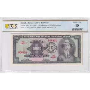 10 Nouveaux Francs ND (1966-67), 1966; 1967 ND Provisional Issue c. Signature 17. Series #1701-2700. (1967) Brazil 189