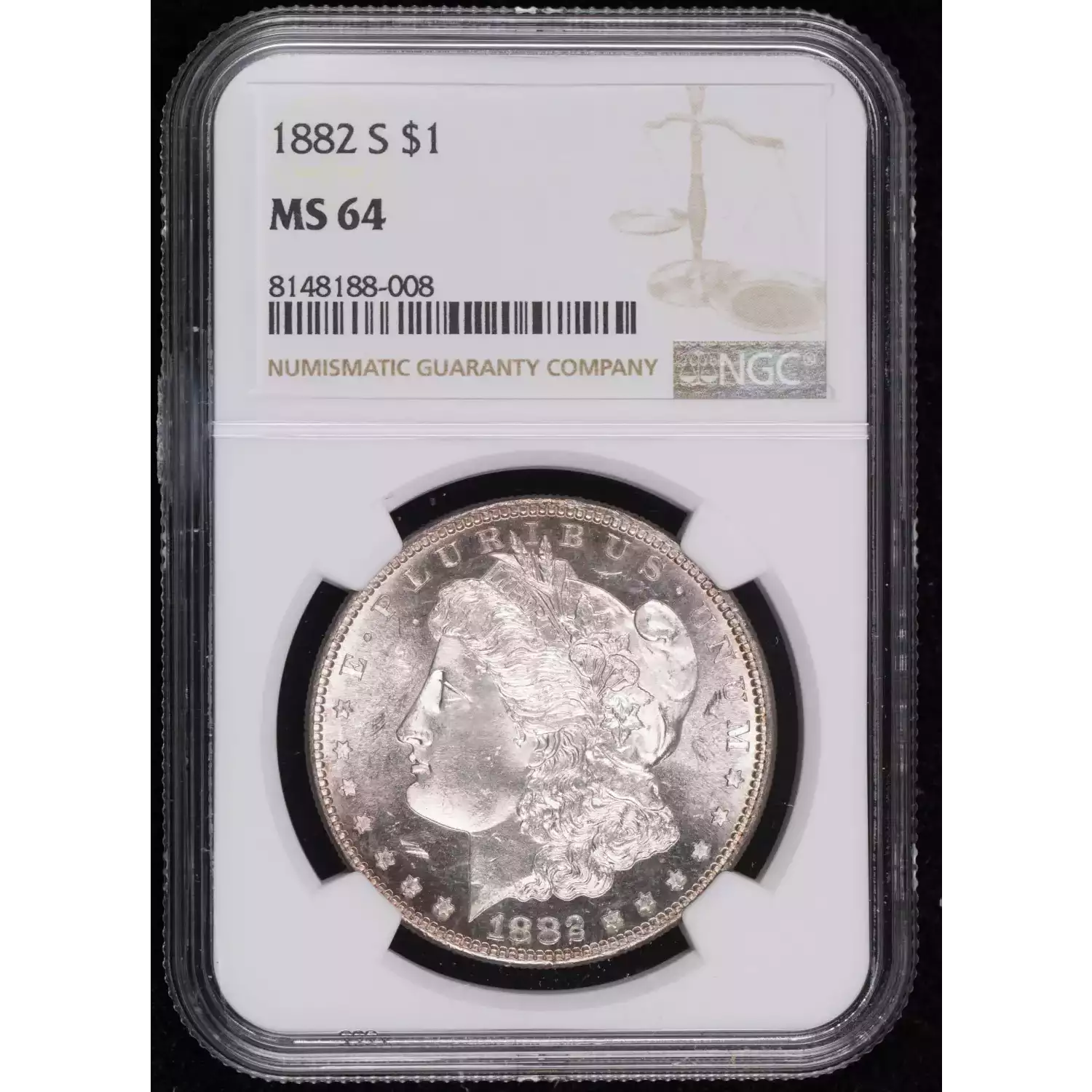 1882-S Morgan Silver Dollar NGC MS-64 - Hertel's Coins Inc.