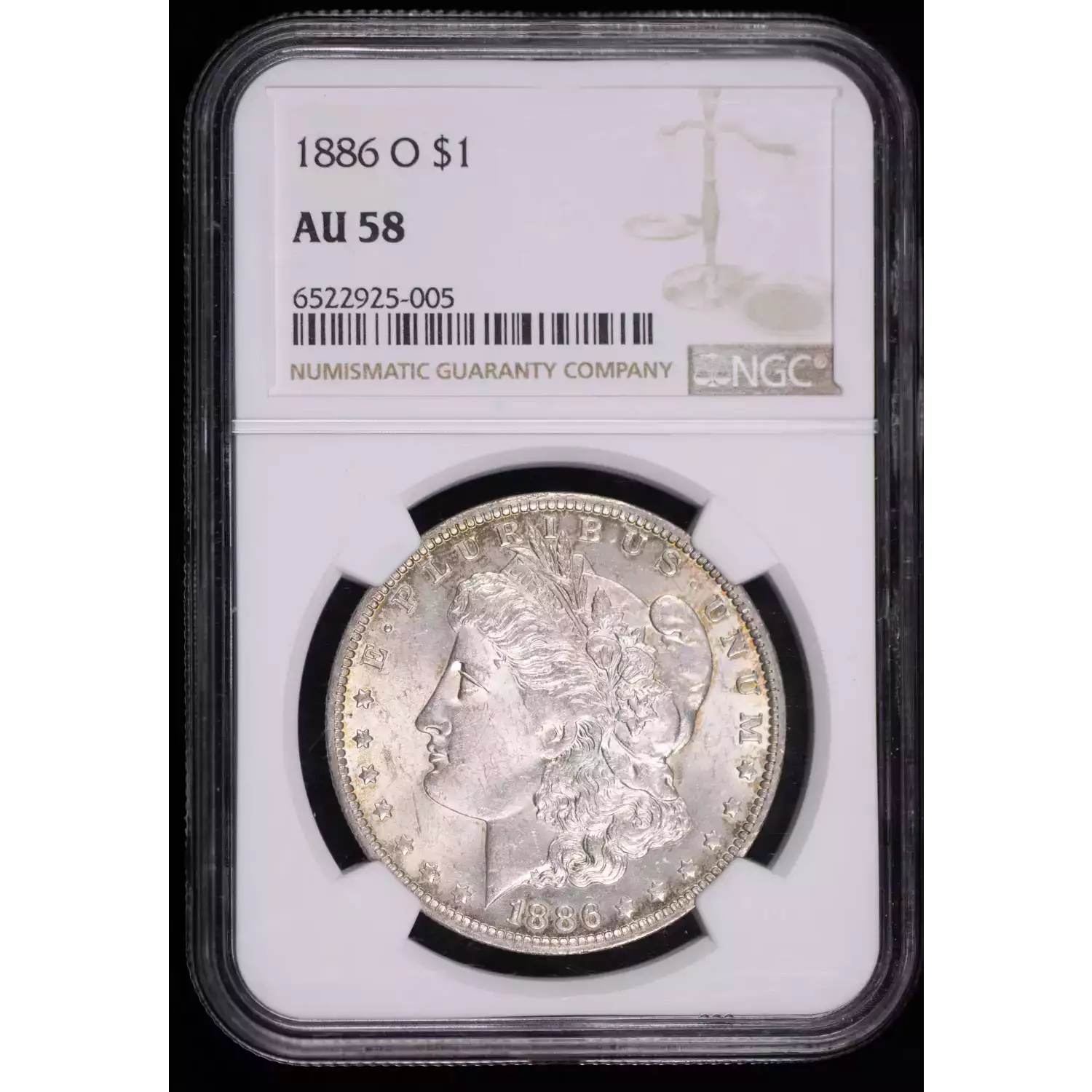 1886-O Morgan Silver Dollar NGC AU-58 - Hertel's Coins Inc.