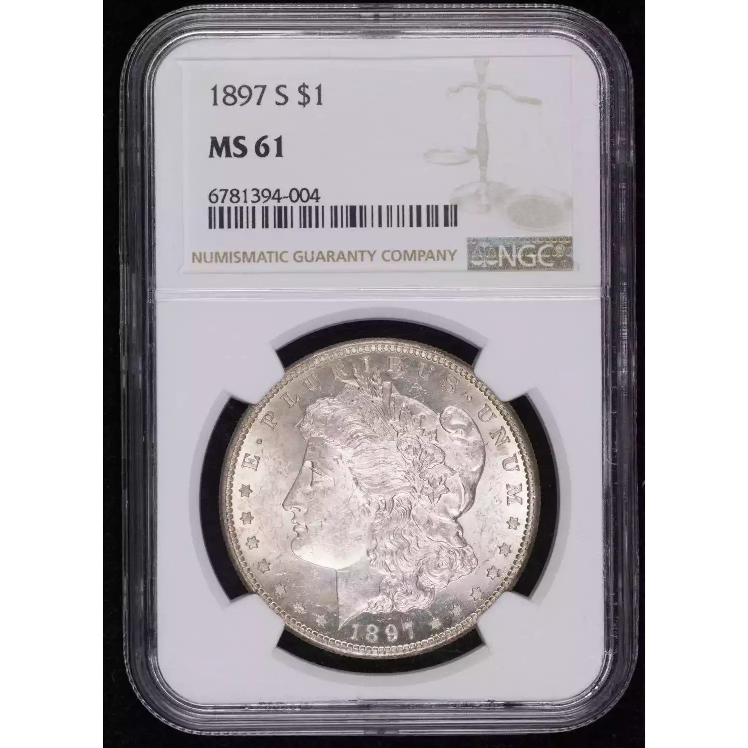 1897-S Morgan Silver Dollar NGC MS-61 - Hertel's Coins Inc.