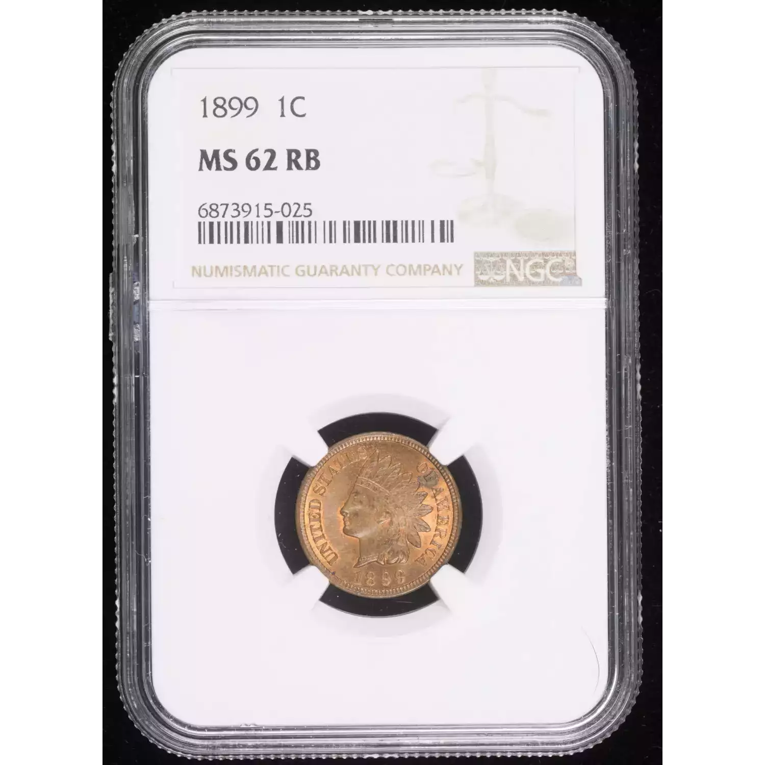1899 Small Cents Indian Head NGC MS-62 RB - Hertel's Coins Inc.