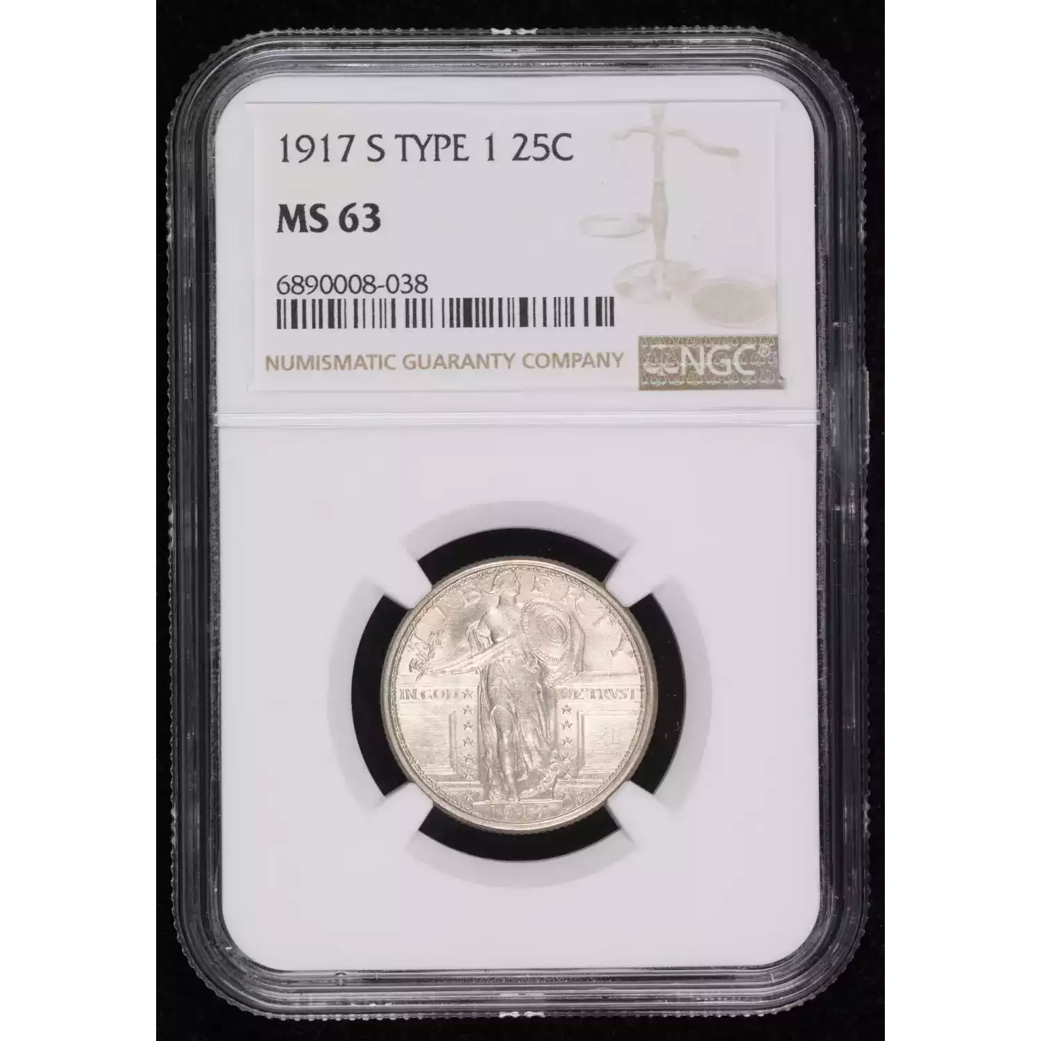 1917-S Type 1 Quarter Dollars Standing Liberty Quarter NGC MS-63 ...