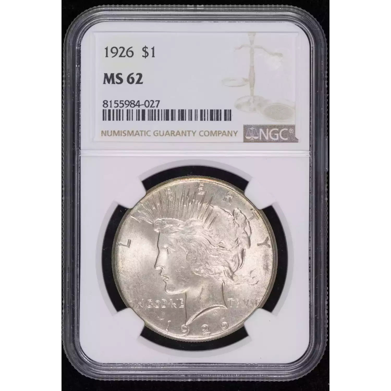 1926 Peace Silver Dollar NGC MS-62 - Hertel's Coins Inc.