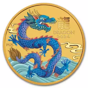 2024 1/20oz Australian Perth Mint Gold Lunar III: Year of the Dragon Colorized 