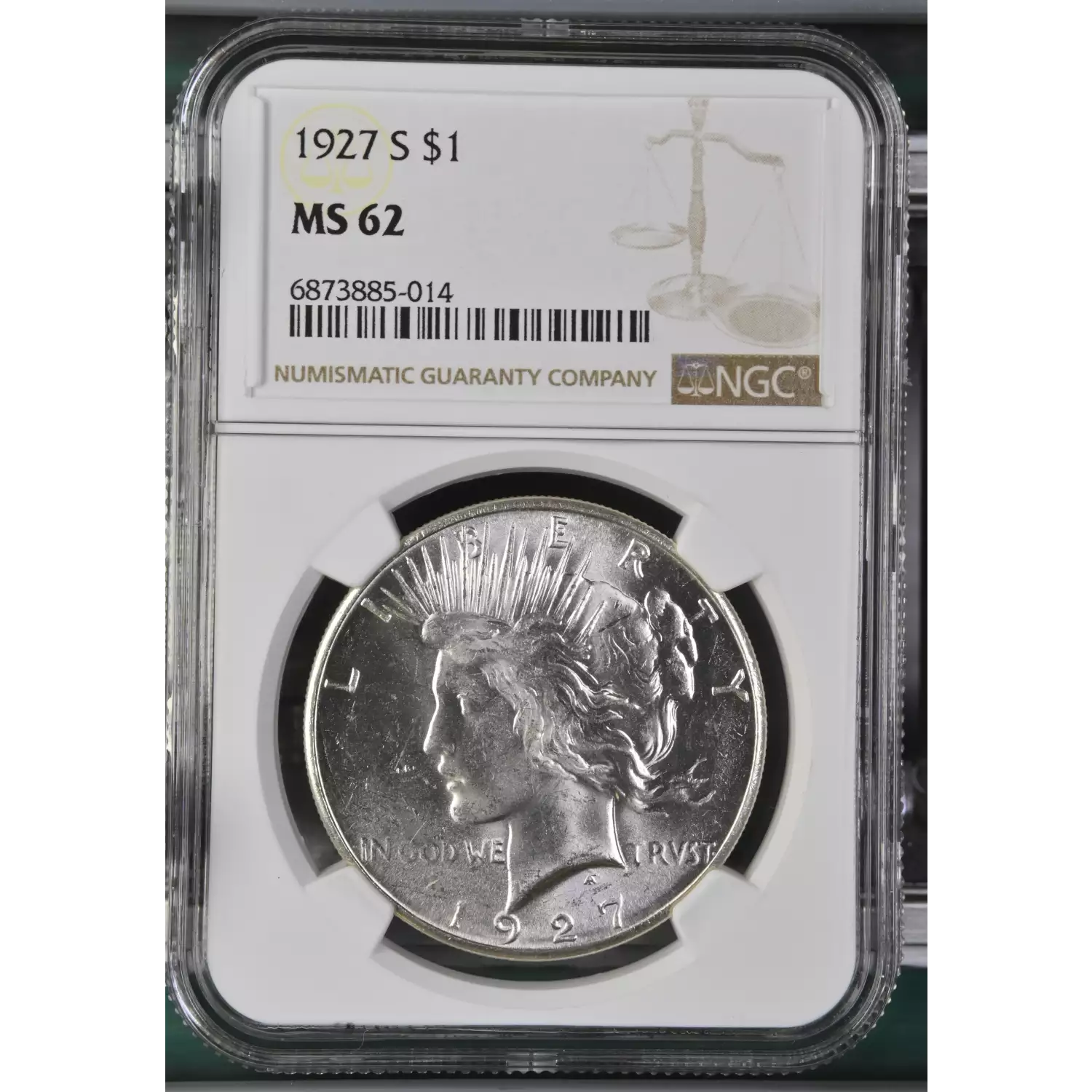 1927-S Peace Silver Dollar NGC MS-62 - Hertel's Coins Inc.